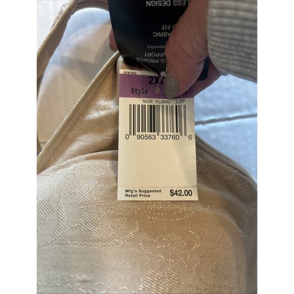 Bali Womens 2XL Nude Bra Comfortflex Seamless Shaping Wireless V-Neck Padded NWT - Picture 4 of 8